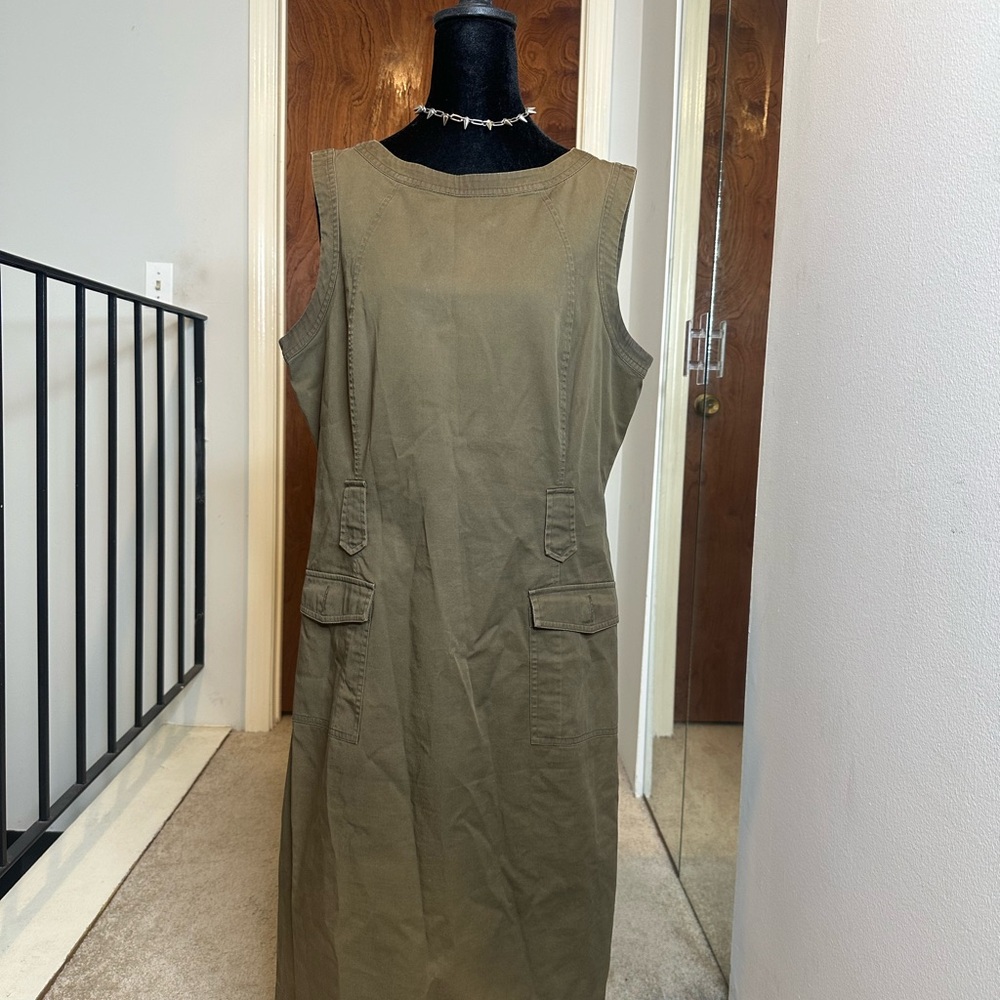 Talbots Sleeveless Khaki Midi Dress